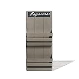 DRULINE Magazinhalter Zeitungständer Zeitschriftenhalter für Zeitungen Zeitschriften und Magazine zum Aufhängen Wohnzimmer-Regal | Landhaus-Stil | Holz-Regal Natur-Produkt | L x B x H 26 x 6 x 60 cm | Grau
