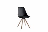 Generisch Esszimmerstuhl Küchenstuhl *Varde* 4er Set Designstuhl Stühle gepolstert Holzbeine, Farbe: Schw