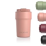 LARS NYSØM Thermo Kaffeebecher-to-go 380ml | BPA-freier Travel Mug 0.38 Liter mit Isolierung | Auslaufsicherer Edelstahl Thermobecher für Kaffee und Tee unterwegs | Teebecher (Nude)