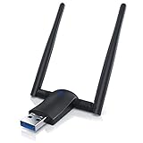 CSL - WLAN Stick 1200Mbit/s WiFi Dual Band Adapter 5GHz + 2.4GHz Dual Band 1200 Mbit/s USB 3.0 WiFi Dongle 1200mbps mit 2 x 5 dBi Antenne für PC Desktop, Laptop Windows 7 8 8.1 10 11