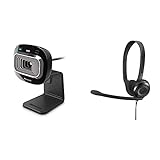 Microsoft LifeCam HD-3000 (Webcam, Skype Zertifiziert) & Sennheiser PC 5 - Passives Geräuschunterdrückendes Multi-Plattform On-Ear-Stereo Headset PC, Kopfhörer mit Kabel & Mikrofon