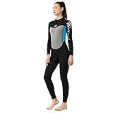 3mm Neopren Neoprenanzug Damen, Ganzkörper UV-Schutz Langarm Tauchanzüge Rücken-Reißverschluss Badeanzug zum Schwimmen Tauchen Wassersport in kaltem Wasser warm halten