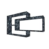 TRAUMMÖBEL Wandregal Karo Marmor Schwarz Bücherregal Holz Hängeregal Schweberegal für Wohnzimmer, Schlafzimmer und Kü