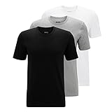 BOSS Hugo 3er P. O-T-Shirt, Unterhemd „Round Neck“- Vorteilspack akt. Kollektion (S, Schwarz/Grau/Weiß)