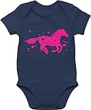 Shirtracer Tiermotive Baby - Pferd mit Herzen - Fuchsia - 18/24 Monate - Navy Blau - Strampler Pferd - BZ10 - Baby Body Kurzarm für Jungen und Mädchen