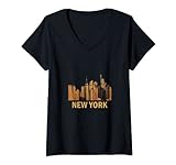 Damen NYC New York City Skyline Freiheitsstatue Souvenir Pride T-Shirt mit V-Ausschnitt