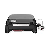 Weber SLATE GP 43 Premium Plancha Gasgrill, 43 x 41 cm Grillfläche, tragbar, gleichmäßige Hitze, porzellanemaillierte Antihaft-Grillfläche, verstellbare Beine, schwarz (1500540)