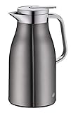 alfi Skyline, Thermoskanne Edelstahl grau 1l mit doppelwandigem alfiDur Vakuum-Hartglaseinsatz. Isolierkanne hält 12 Stunden heiß, ideal als Kaffeekanne oder als Teekanne - 1321.234.100