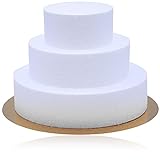 LEDU® Styropor Torte | 3 Etagen | Höhe 15 cm | Goldener Tortenboden | Ø 20/15/10 cm | Tortendummy | Geschenktorte | Tortenrohling | Geburtstagstorte