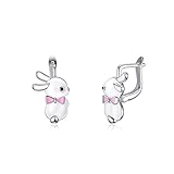LONAGO Kaninchen Ohrringe für Damen 925 Sterling Silber Netter Hase Huggie Scharnier Ohrringe Schmuck für Ostern Geschenke