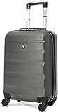 Aerolite 55x35x20cm Handgepäck Trolley Koffer Hartschale 34L ABS Leichter Bordgepäck Gepäck mit 4 Rollen für Ryanair, easyJet, Lufthansa, und viele mehr mit 5 Jahre Garantie, Charcoal