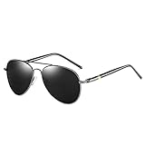 Ljzoeff Polarisierte Sonnenbrille für Herren Pilotenbrille Retro-Sonnenbrille für Damen,02 Pistole - Schwarz