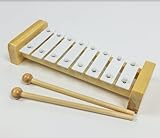 Professionelles klassisches Glockenspiel-Xylophon aus Holz mit 8 Metallschlüsseln für Erwachsene & Kinder – inklusive 2 Holzschlägel
