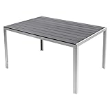 Mojawo XL Aluminium Gartentisch Silber/Grau Esstisch Gartenmöbel Tisch Polywood Holzimitat wetterfest 180x90x74cm