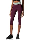 Amazon-Marke: AURIQUE Contrast Panels BAL004 sport leggings damen, Lila (beigelegte Beet/Green Bay), 36, Label:S