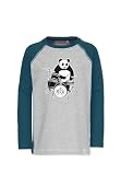 Band of Rascals Kinder Langarmshirt Panda aus Bio-Baumwolle, Dark-Petrol, Gr: 158