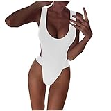 Orgrul Damen Bikini-Set Sportlich WesteVerdreht Knotendekoration Bikinioberteil Zweiteiliger Badeanzug für Frauen High Waist Gedruckt Bikinihose 1D36 (L, Weiß)