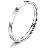Milacolato S925 Sterling Silber Ringe für Damen 18K Weißgold Gefüllt Plain Daumen Stapelbare Statement Ringe Hoch Polierte Ewigkeit Hochzeit Band Ringe 1mm 2mm 3mm 4mm 6mm 8