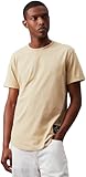 Calvin Klein Jeans Herren T-Shirt Kurzarm Badge Turn Up Sleeve Rundhalsausschnitt, Beige (Pale Khaki), XXS