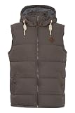 Solid SDDry Weste Herren Weste Steppweste Outdoor Weste mit Kapuze Stehkragen Eingrifftaschen Baumwollmischung Regular fit, Größe:L, Farbe:Dark Grey (2890)