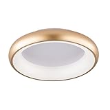 Große Design LED Ring Deckenleuchte POONA in Gold mit 3 Stufen Dimmer, Ø 45 cm
