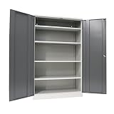 Schrank & Stuhl Werkzeugschrank Koloss – Werkstattschrank mit 4 höhenverstellbaren Fachböden, Stahlschrank für Werkzeuge, 195 x 120 x 60 cm (H x B x T), Grau/