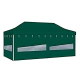 Vispronet Profi Faltpavillon Basic - 3x6 m in Grün - 4 Vollwände mit Panoramafenster - Scherengittersystem - Farbe & Größe wählb