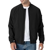 Rdruko Bomberjacke Herren Blouson jacke Übergangsjacke Leichte Fliegerjacke Herbst Male Freizeit Outdoor Jacken-Schwarz 3XL