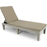 YITAHOME Sonnenliege mit Kissen, Gartenliege Wetterfest mit Verstellbarer Rückenlehne, Liegestühle für Draußen Bett mit 200kg Gartenliege für Patio/Strand/Terrasse/Pool, Taup