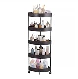 IWENZHKPA Eckregal Wohnzimmer 5-stufiges Eckregal Mit Rollen, Ecklagerregal, Kunststoff-Eckregale Für Wohnzimmer, Badezimmer, Küche Eckregal Stehend(Black)