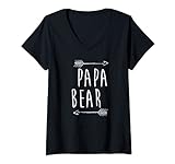 Damen Papa Bear Passendes Familienporträt Mama und Baby Bär T-Shirt mit V-Ausschnitt