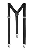 Boolavard® TM Zahnspange/Hosenträger One Größe voll einstellbare Y-förmige mit starken Clips (Schwarz)