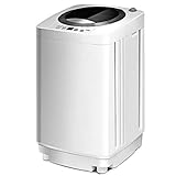 DREAMADE Waschvollautomat Waschmaschine 3,5kg, A+++ Miniwaschmaschine mit Schleuder,Toplader, Pump,6 Model, Miniwaschmaschine vollautomatisch, Weiß