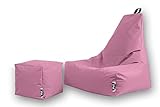 PATCH HOME Sitzsack Sitzkissen Beanbag Premium Lounge Gaming Sessel inkl. Würfel In & Outdoor geeignet fertig befüllt H:82cm | T:70cm | B:75cm + 35x35cm Würfel Altrosa