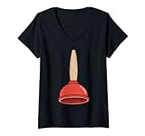 Damen Pömpel / Toiletten-Pümpel / Saugglocke / Toilettenhumor T-Shirt mit V-Ausschnitt