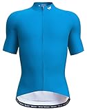 Wulibike Herren-Fahrradtrikots, Tops, Fahrrad-Shirts, kurzärmelig, atmungsaktiv, feuchtigkeitsableitend, mit 3 Taschen, himmelblau, Mittel