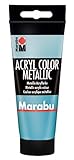 Marabu 12010050792 - Acryl Color metallic petrol 100 ml, cremige Acrylfarbe auf Wasserbasis, schnell trocknend, lichtecht, wasserfest, zum Auftragen mit Pinsel und Schwamm auf Leinwand, Papier, Holz