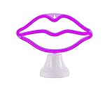 Wofi Tischleuchte Lippen, Neonlicht, LED, 1,7 W, IP20, Weiß, Pink, inklusive Leuchtmittel