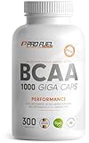 BCAA 1000 Giga Caps - hochdosiert mit 8000mg BCAA - 300x BCAA-Kapseln mit je 1000 mg BCAA im optimalen 2:1:1 Verhältnis - essentielle Aminosäuren Leucin, Isoleucin & Valin - laborgeprüft, 100% veg