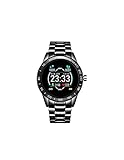 Roneberg RLM Armbanduhr für Herren Smart Watch auf elegantem Armband Sportfunktionen Look ist eine klassische Uhr Dynamischer Pulsmesser Druckmessung (Schwarz)