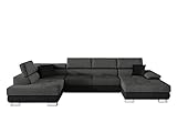 Mirjan24 Ecksofa Cotere BIS LED Beleuchtung mit Fernbedienung Eckcouch Sofa mit Schlaffunktion und Bettkasten U-Form Couch Wohnlandschaft vom Hersteller (Soft 011 + Lux 06 + Soft 011, Seite: Links)