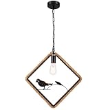 ZONJIE Hängeleuchte Vintage Pendelleuchte Industrie Hängelampe Schwarz Metall Pendellampe mit Hanfseil Deckenleuchte E27 Für Wohnzimmer Café R