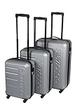 Slazenger - Kofferset 3-Teilig Hartschale - ABS Material - Koffer set - Reisekoffer Set - Hartschalenkoffer Set - Mit 4 Rollen und Schloss - Grau