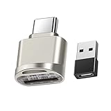 Micro SD Kartenleser USB C, Typ C Kartenleser mit USB C Adapter, OTG USB C auf Micro SD SDXC SDHC Kartenleser (Silber)