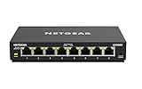 Netgear GS308E Managed Switch 8 Port Gigabit Ethernet LAN Switch Plus (Plug-and-Play Netzwerk Switch Managed, IGMP Snooping, QoS, VLAN, lüfterlos, robustes Metallgehäuse), Schwarz