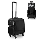 SKIITOON Professionelle Makeup Organizer Tasche Schminktasche Train Case Mit Rollen, Professioneller Reise Make Up Tasche Artist Train Case Trolley Makeup Organizer, Material Oxford-Stoff,Schwarz