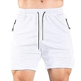 Sport-Bermuda, Tennishose, Herren, atmungsaktiv, aus leichtem Mesh, für Herren mit Shorts, weiß, XXL