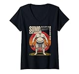 Damen Sumo ist meine Therapie Lustiger japanischer Stil 04 T-Shirt mit V