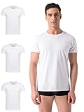 Burnell & Son Unterhemd Herren mit Rundhals Ausschnitt 3er Pack - T-Shirt mit Kurzarm aus Baumwolle Basic Slim Fit Weiß XXXL