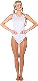 narrenkiste O40070 weiß Kinder Mädchen Damen elastischer Body mit Rüschen für Gardetanz (116-128)